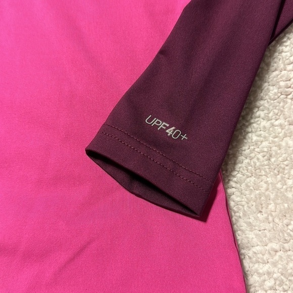 Nike Swim Flash Colorblocked Hydroguard Rash Guard Swimsuit Top Pink - Picture 7 of 11